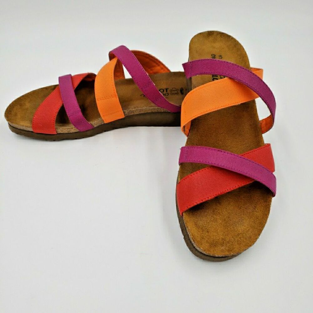 Naot Roxana Womens Sandals Size 40 US 9 Red Orange Purple Strappy Slides Stretch